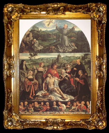 framed  CLEVE, Joos van The Lamentation of Christ with the Last Supper(predella) and Francis Receiving the Stigmata(mk05), ta009-2
